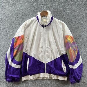 Cross Fusion Vintage White Blue Multi-Color Tie Dye Windbreaker Jacket Size M